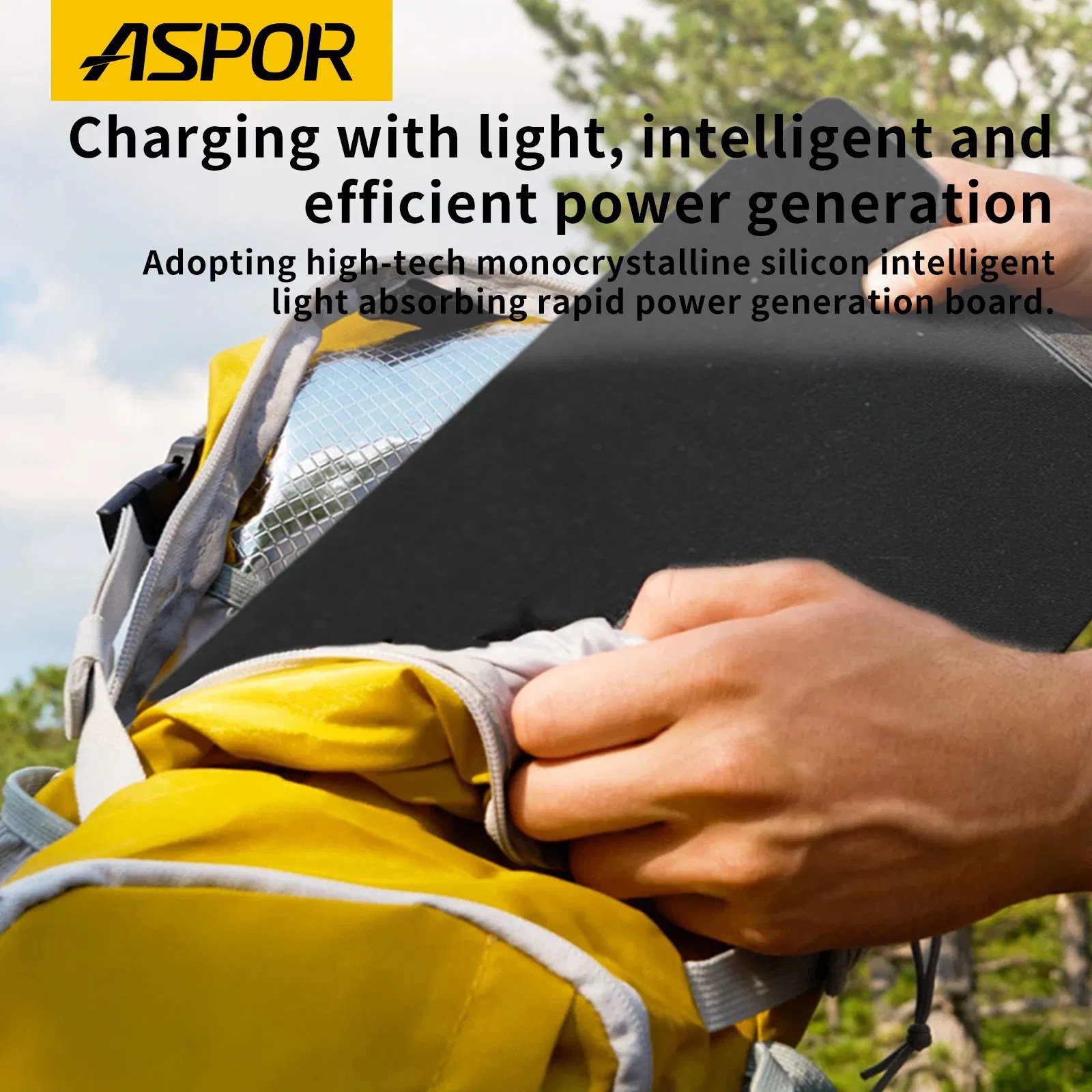 15W Monocrystalline Solar Panel Folding Solar Charger Waterproof USB-C Portable Charger for Outdoor Camping