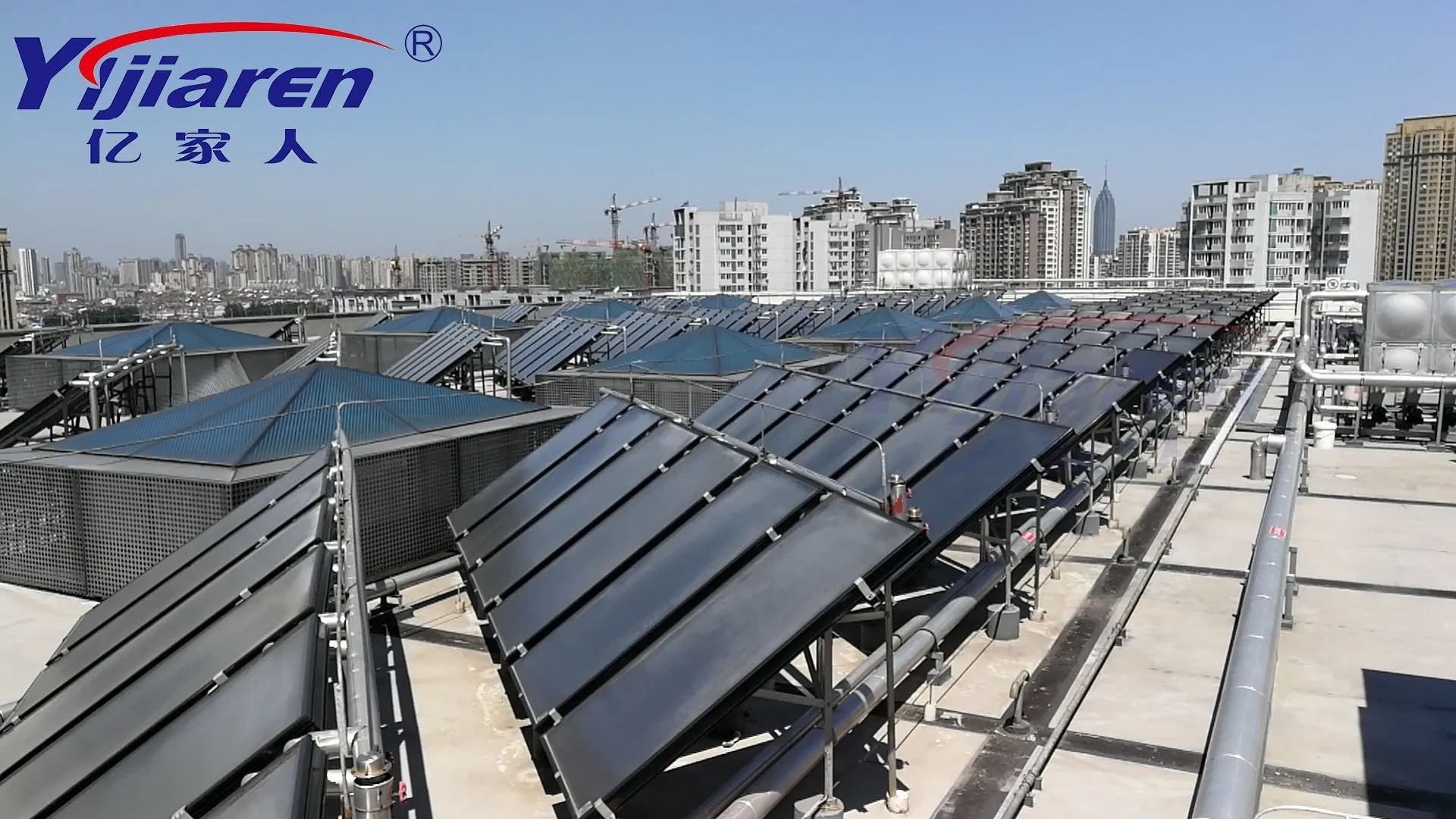 Installation Commercial Industrial Energy-Efficient R290 Air to Water Air Source Heat Pump with Flat Plate Solar Collector Water Heater