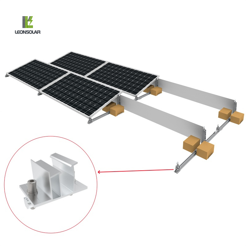 Solar Panel Mounting Bracket for Flat Roofs - Aluminum Tilt Design