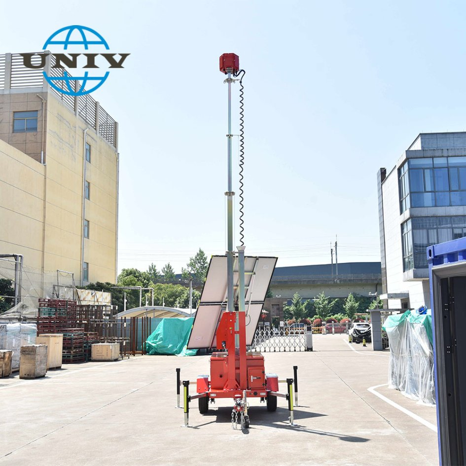 CCTV Camera Integrated Ust-600SA Solar Surveillance Tower Remote Monitoring Mobile Trailer Tower