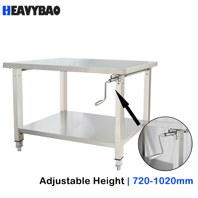 Heavybao CE Adjustable Height Commercial Stainless Steel Kitchen Elevating Work Working Table Restaurant Catering Equipment