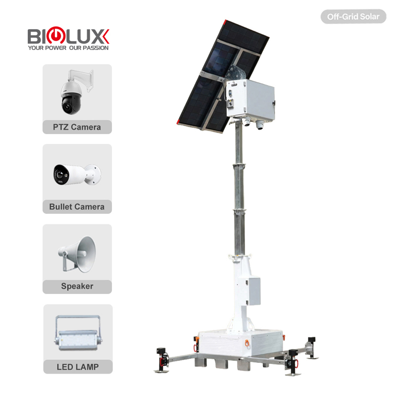 Higuard Solar Surveillance Tower with off-Grid Monitoring System for Construction Site