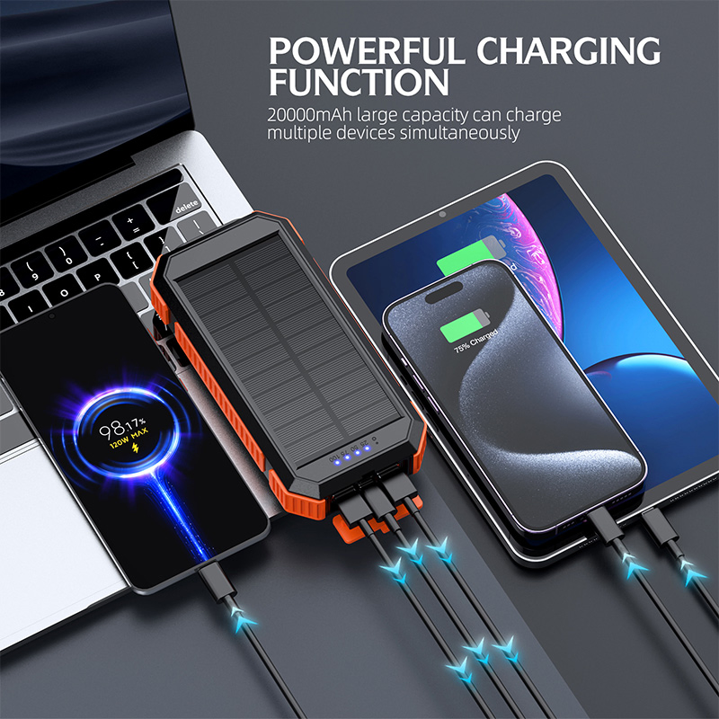 Wholesale 20000mAh Portable Wireless Magnetic Charger Solar Powerbanks with Compass