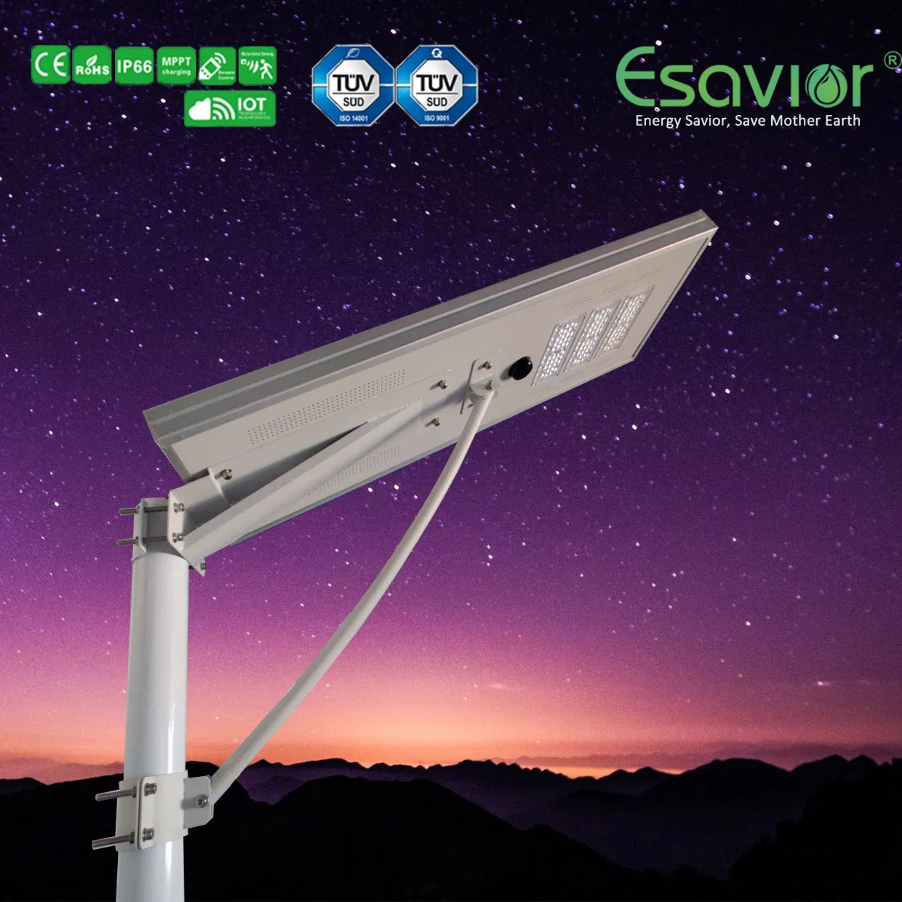 Esavior 5W-200W Integrated All in One LED Solar System Lighting Lamp Outdoor Street Garden Light with Smart Iot &amp; CCTV Camera with Ce RoHS TUV
