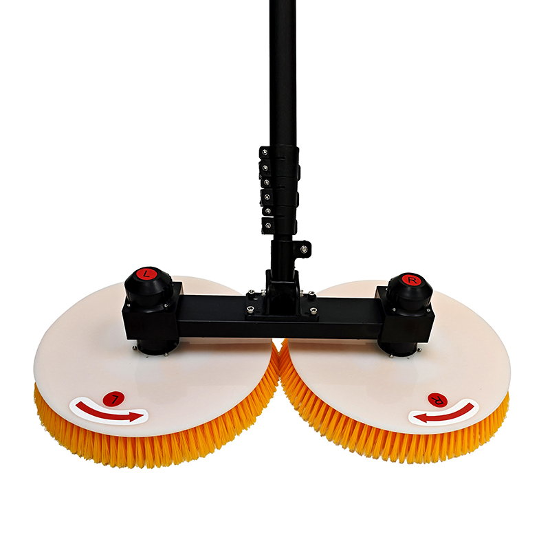 House Electric Power Dual Head Solar Panel Cleaning Brush Photovoltaic Brush with Water-Passing Telescopic Rod