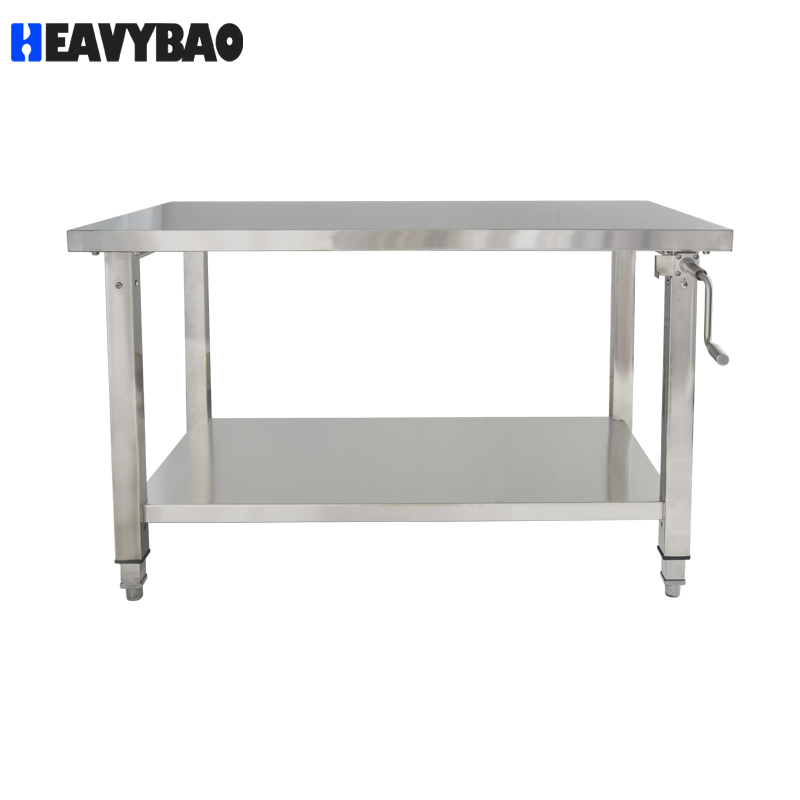 Heavybao CE Adjustable Height Commercial Stainless Steel Kitchen Elevating Work Working Table Restaurant Catering Equipment