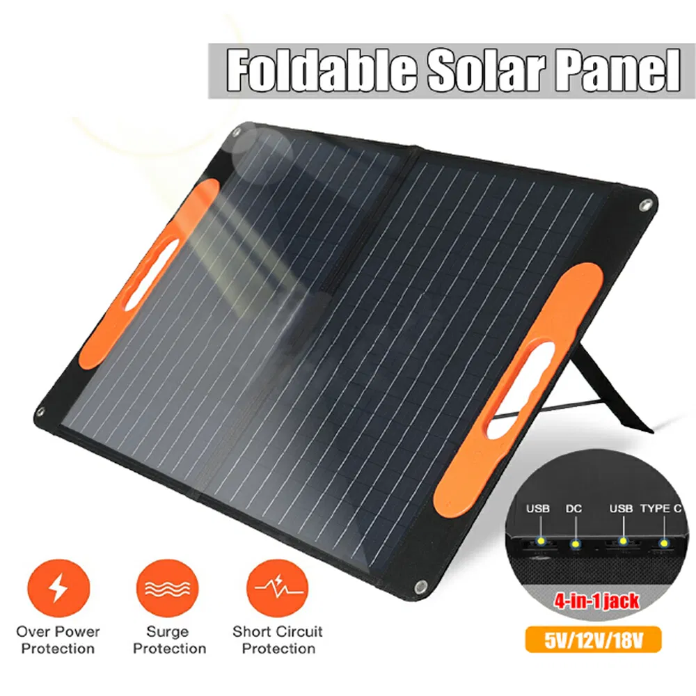 120W 18V Portable Folding USB Type-C DC Output ETFE Foldable Solar Panel Charger for Power Station QC3.0 USB &amp; DC Output