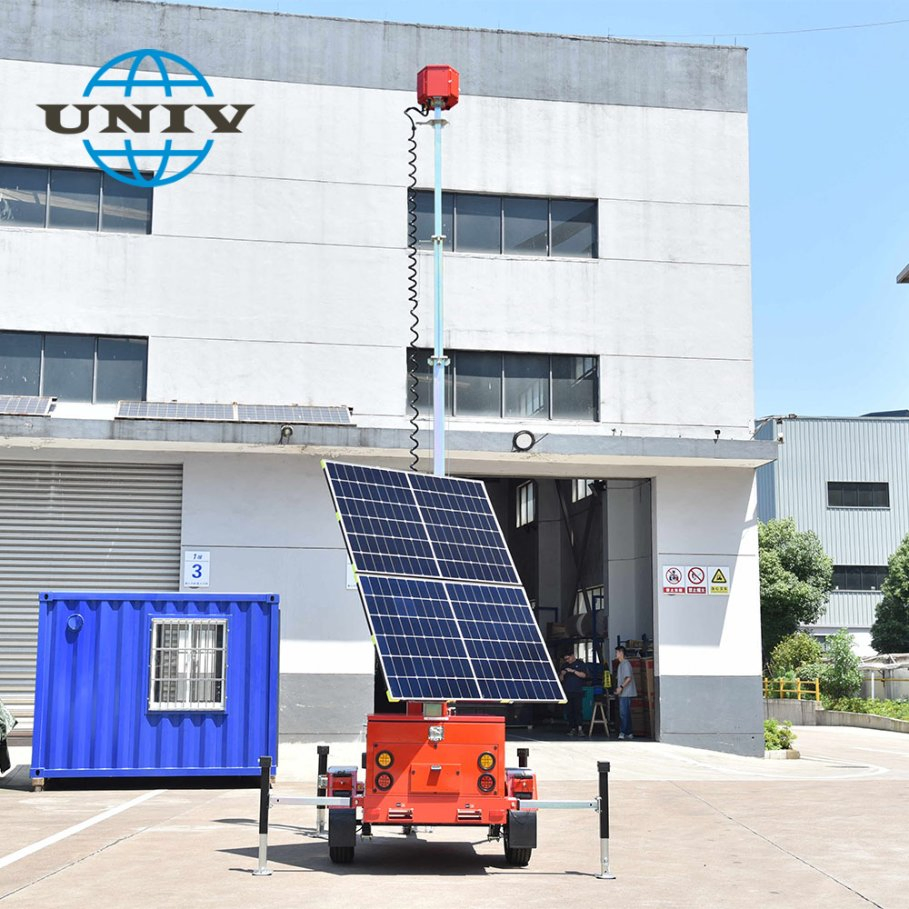 CCTV Camera Integrated Ust-600SA Solar Surveillance Tower Remote Monitoring Mobile Trailer Tower