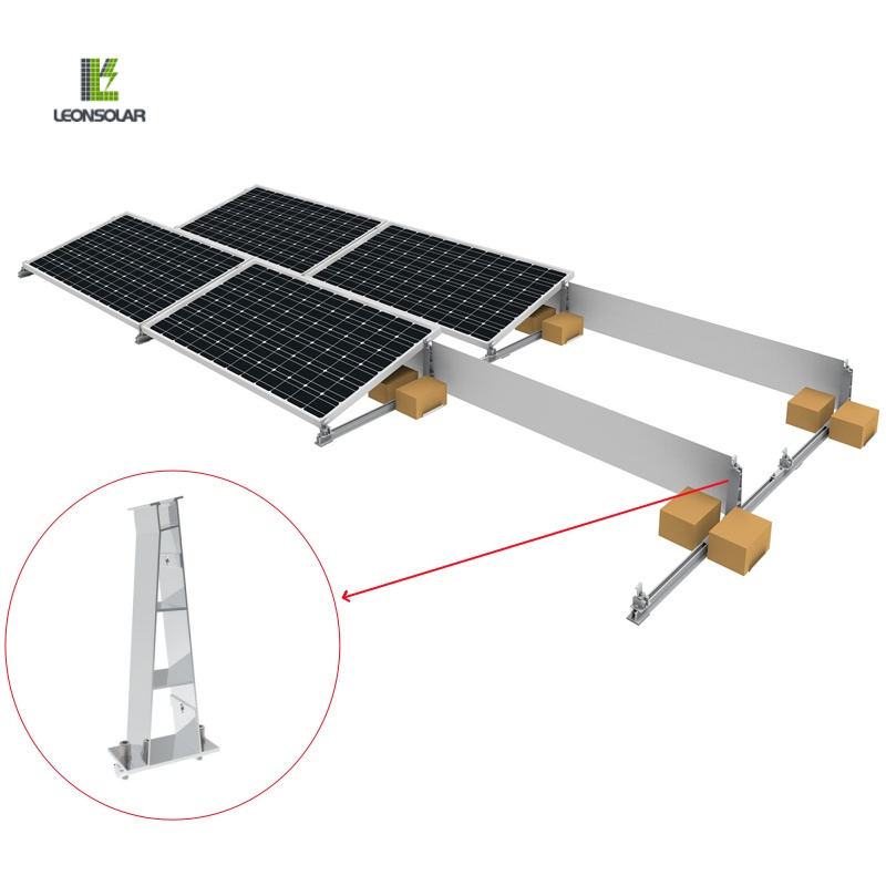 Solar Panel Mounting Bracket for Flat Roofs - Aluminum Tilt Design