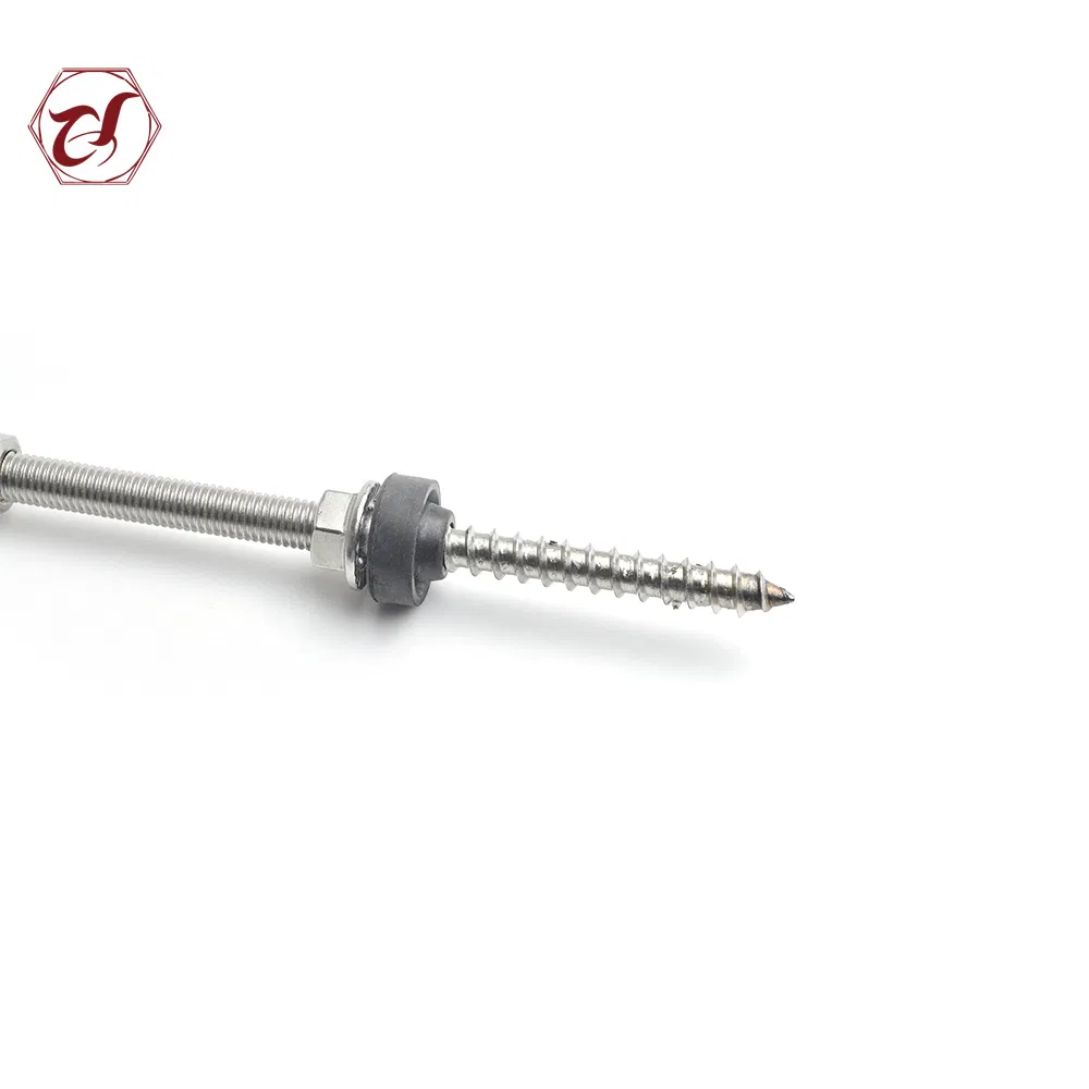 Stainless Steel Solar Panel Mounting Double Threaded Hanger Bolt M10X200/250mm for Buliding Constuction with Flange Nut