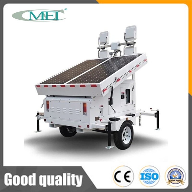 Good Quality Rainproof Floodlight Manual Lifting 7m or 9m Trailer Type Mobile Solar Monitoring Light Tower