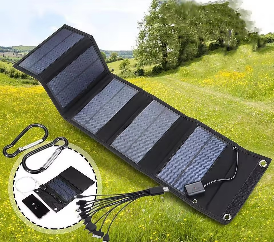Small Solar Charger for Phone Wallet Size 8W Foldable Portable Hiking Solar Panel