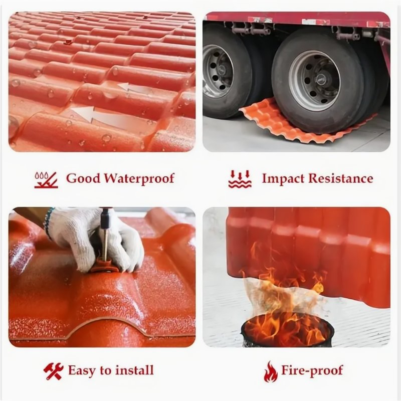 ASA UPVC Teja Solar Roof Tile Waterproof Heat Insulation Anti-Corrosion Telha De PVC Corrugated Roofing Sheet Tile for House Villa Carport Roofing