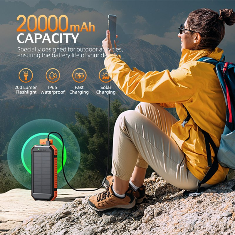 Wholesale 20000mAh Portable Wireless Magnetic Charger Solar Powerbanks with Compass