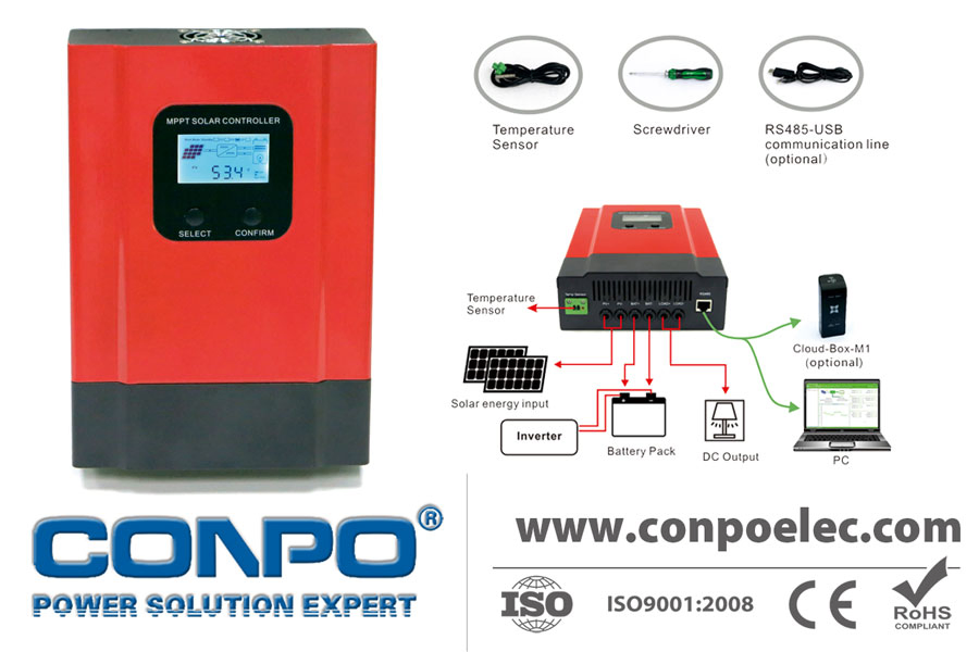 10A~100A, 12V/24V Auto., USB, LCD, PWM Solar Charger Controller