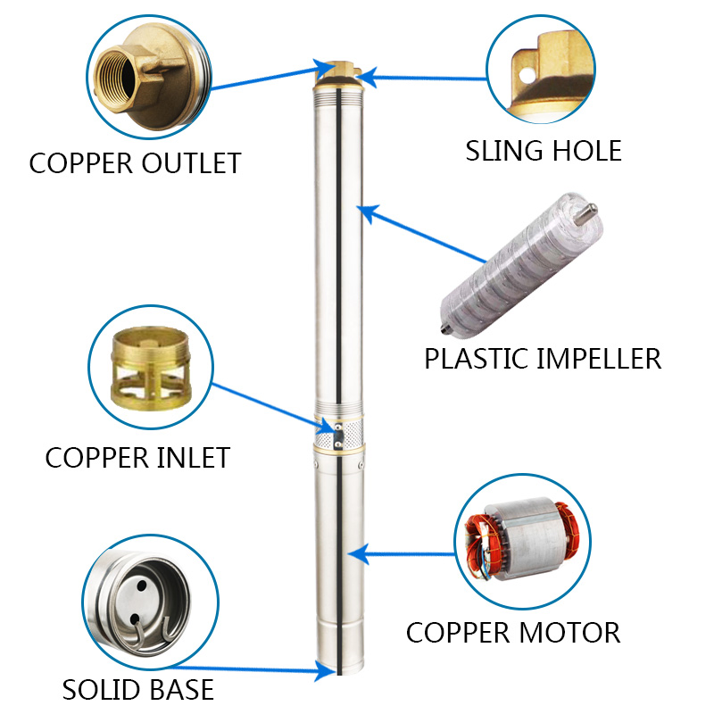 Manufacture Solar Stainless Steel Submersible Water Pump Electric Borehole Pump