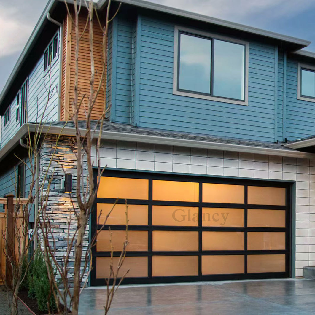 American Home For Full View Automatic Aluminum Glass Alloy Black Heat-Insulation Electric Automatic Garage Doors