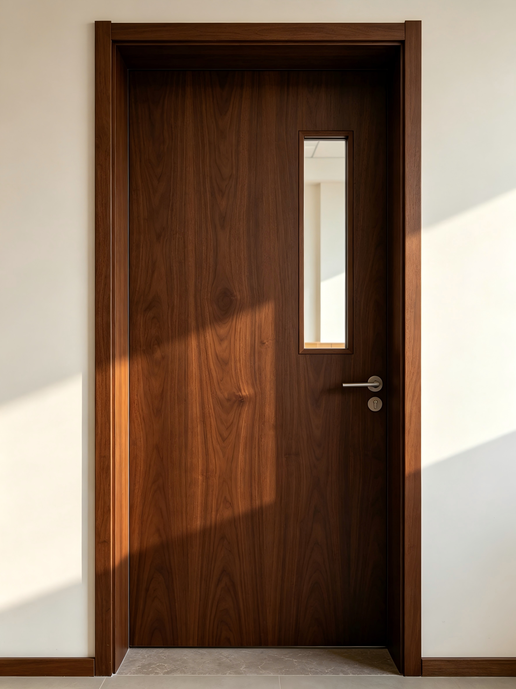 1H Fire Rated Door 46dB Soundproof Solid Wood Door Minimalist Slab Door for School