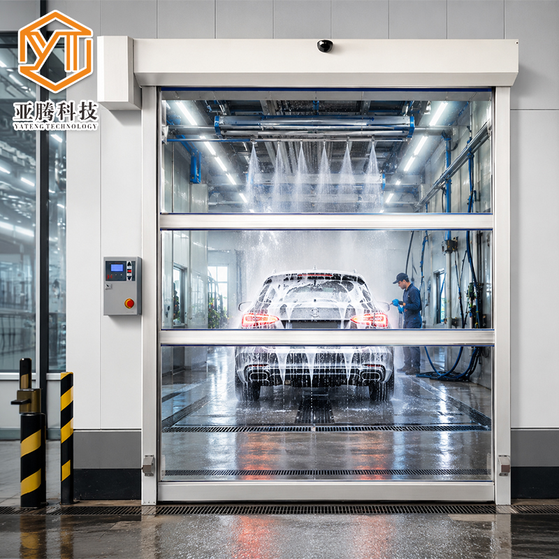 YT Wholesale Automatic Waterproof Transparent Carwash High Speed PVC Industrial Door Transparent Fast Rolling Shutter Doors