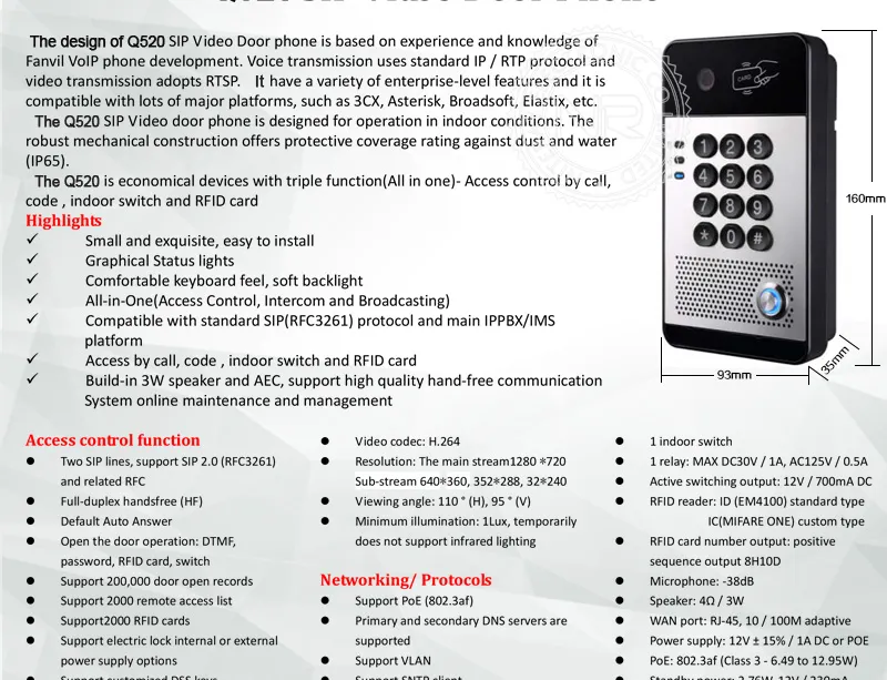 SIP Video Door Phone Intercom System