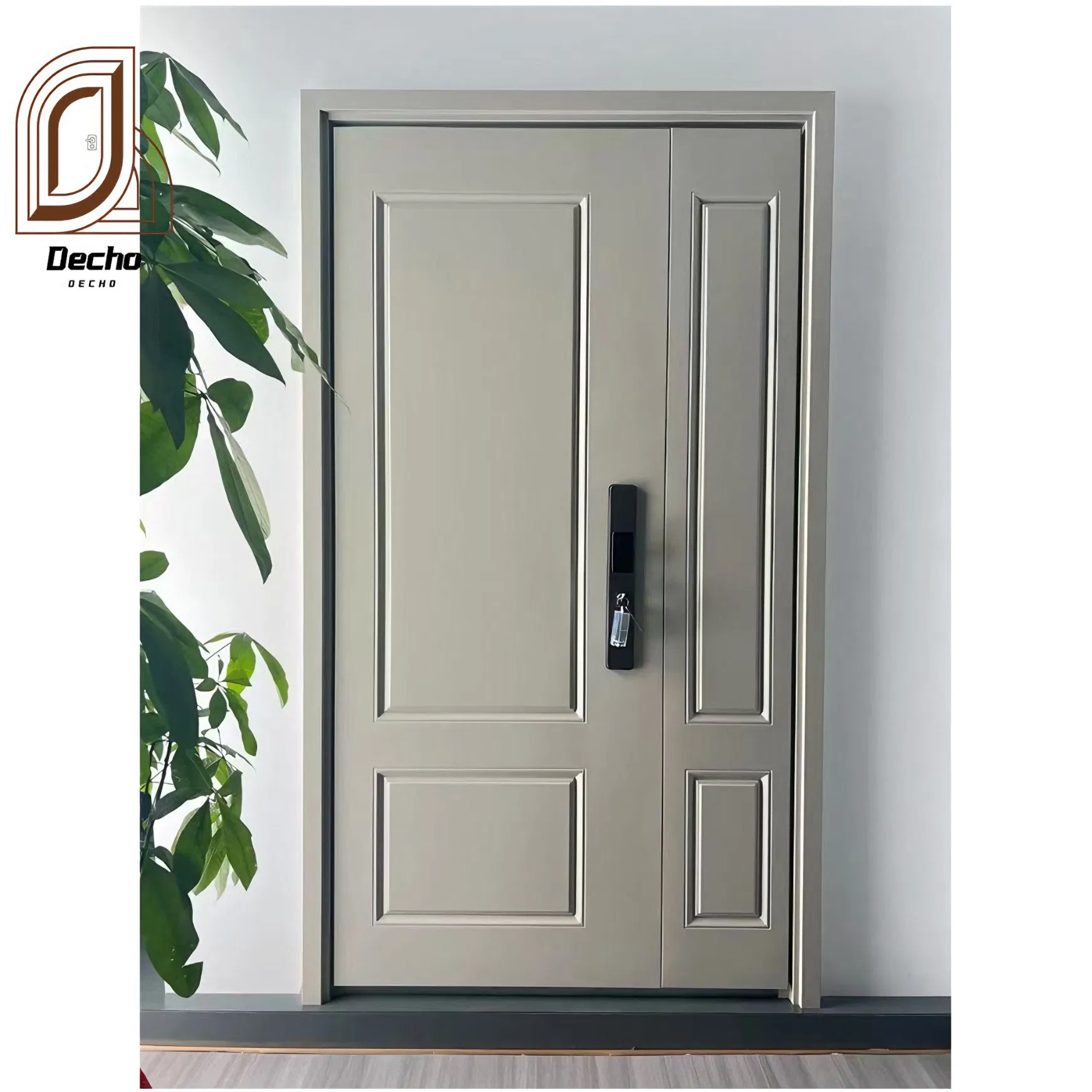 Luxury Villa Smart Lock Modern Aluminum Alloy Anti-Theft Steel Security Door for Apartment Exterior Entrance