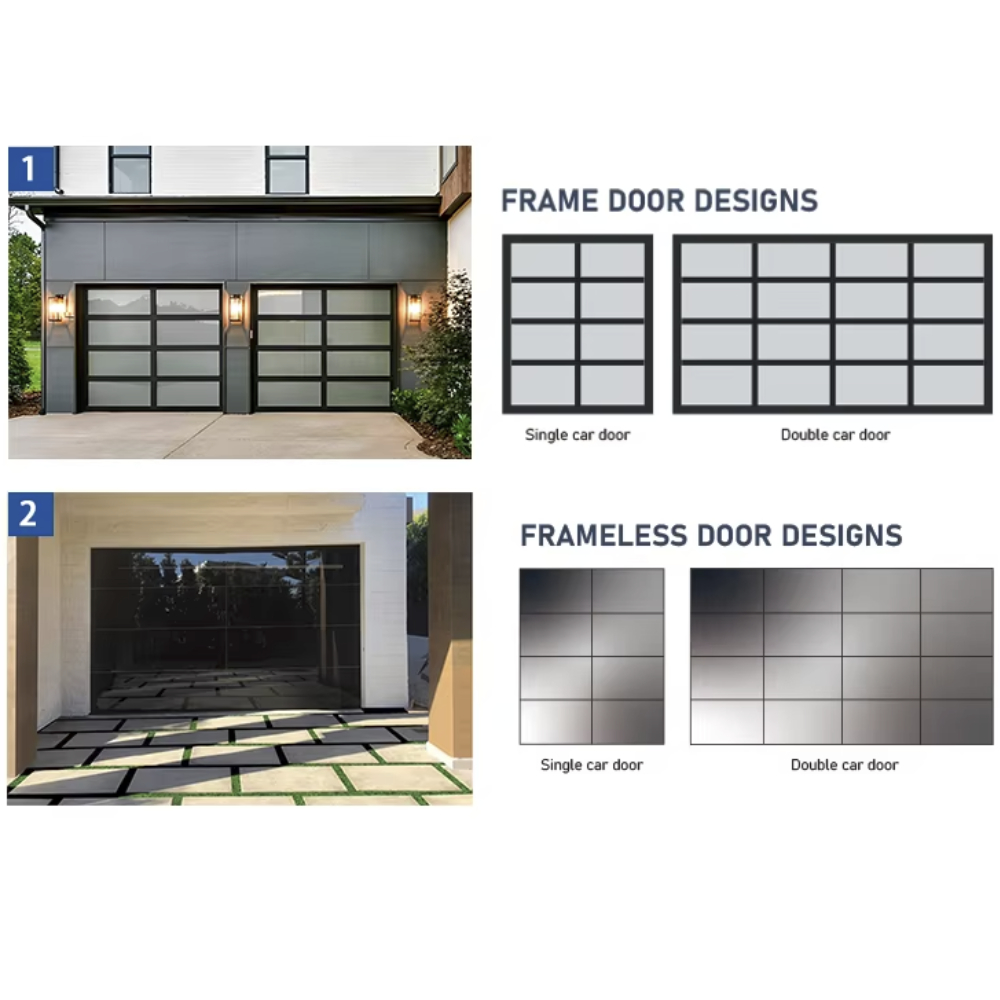 Modern Best Selling Segmented Sliding Aluminum Alloy Insulated Glass Garage Door Stainless Steel Frame Hongfa Brand 5-Year