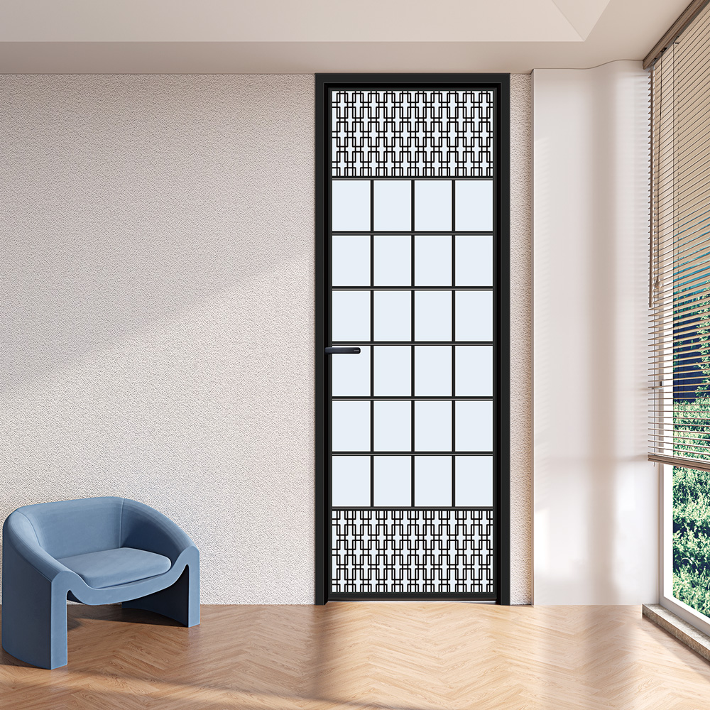 Aluminum Swing Casement Door for Interior Use Modern Design Manual Opening Narrow Frame for Bedroom Kitchen &amp; Bathroom