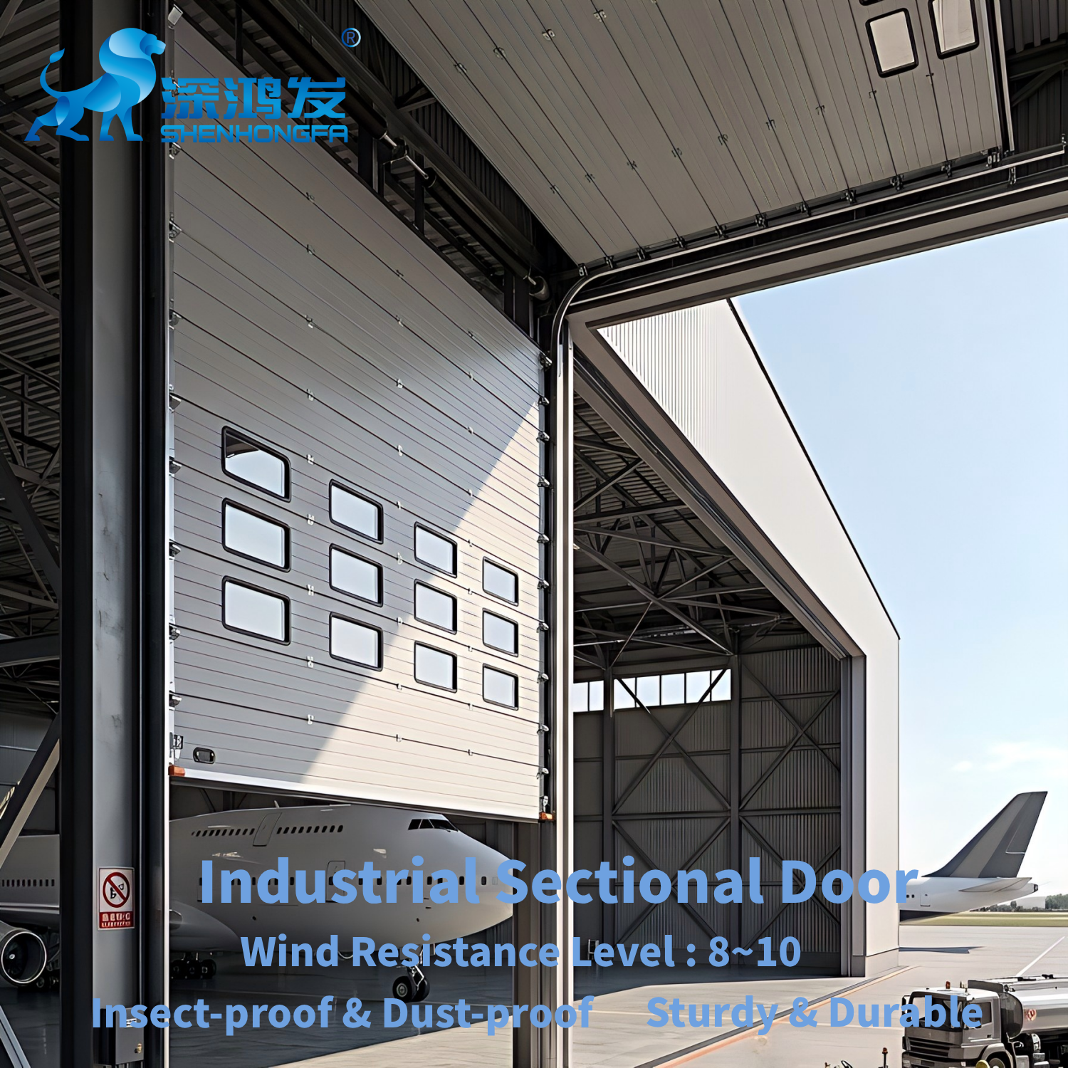 Industrial Sectional Door Installed in Aircraft Hangar Facilities Large Size Design High Strength Structure Stable Operation