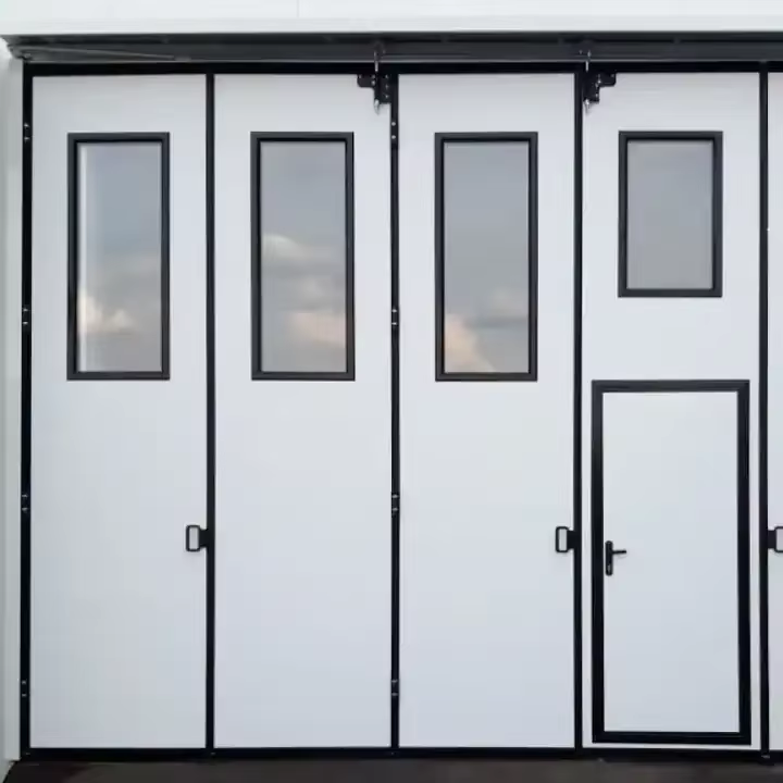 Custom Automatic Sliding Exterior Lightweight Industrial Steel Folding Accordion Hangar Doors