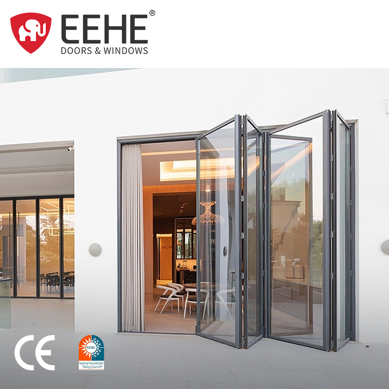 Eehe Aluminum Folding Glass Door With Thermal Break, Energy-Saving Insulated Patio Bi-Fold System