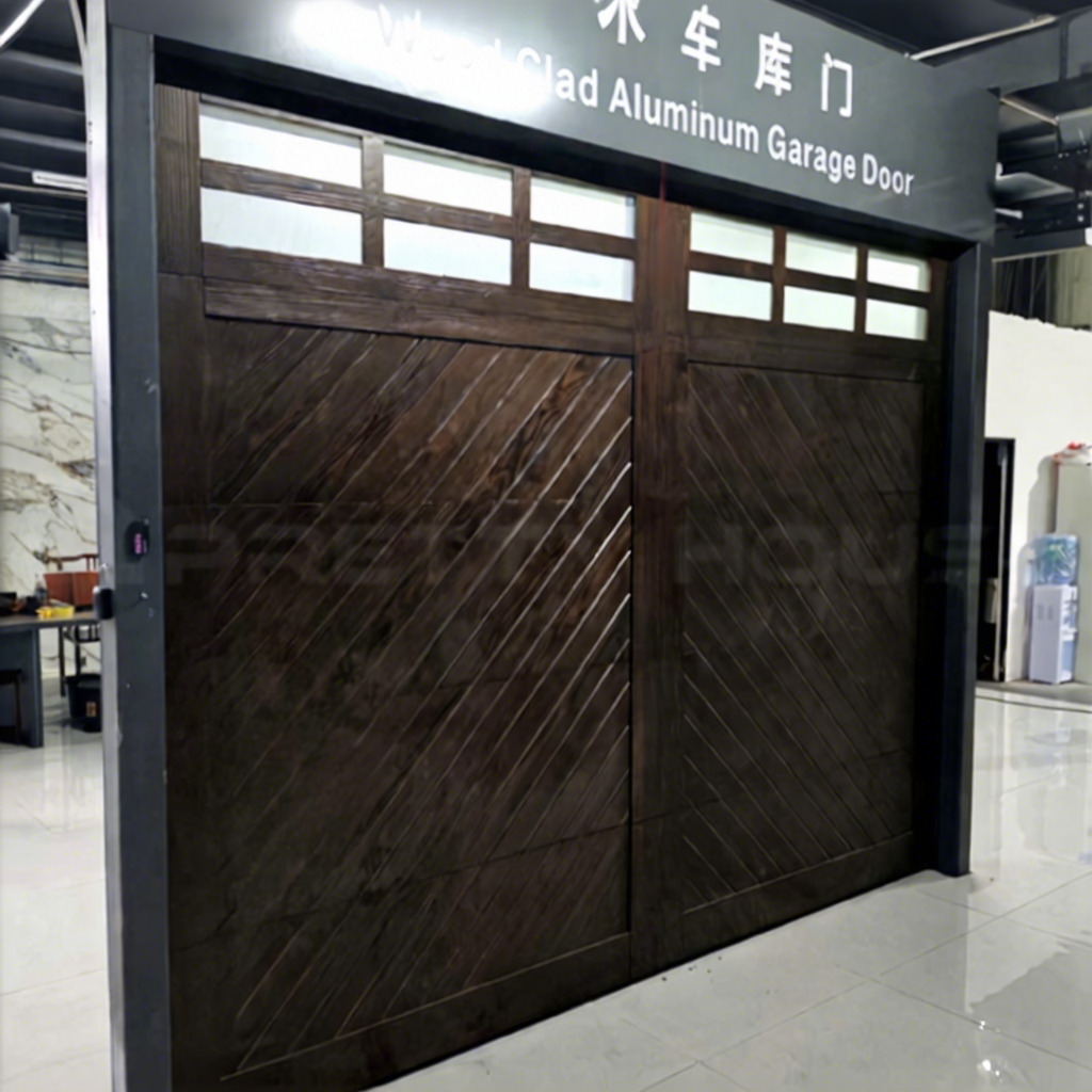 Residential House Wood Clad Garage Door Automatic Remote Control Overhead Motorized Security Sectional Aluminum Garage Doors