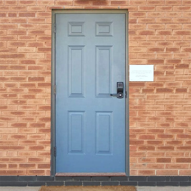 Wh Intertek 90 Mins Fireproof Steel Door 6 Panel Embossed Hollow Metal Fire Rated Door