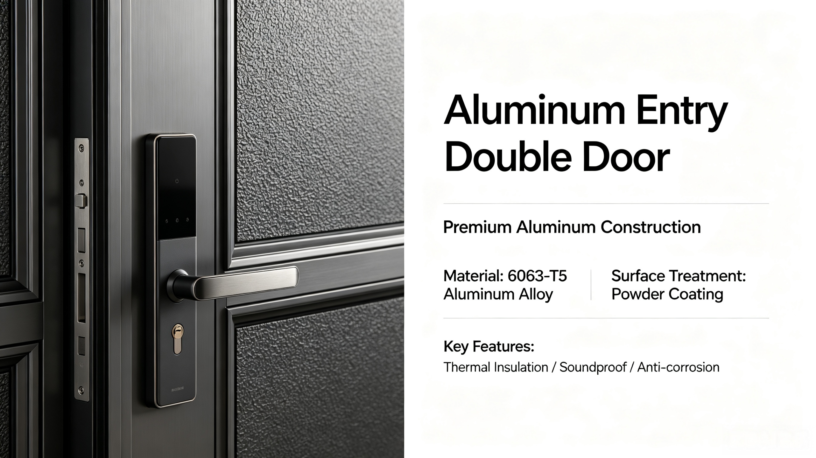Residential Aluminum Security Front Door , Anti-Theft, Multi-Point Lock, Custom Size for House & Apartment
