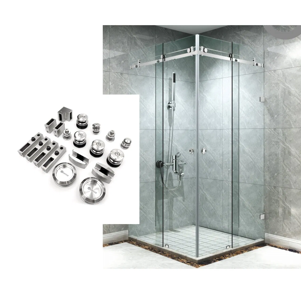 Frameless Shower Door Hardware Stainless Steel Sliding Shower Door System