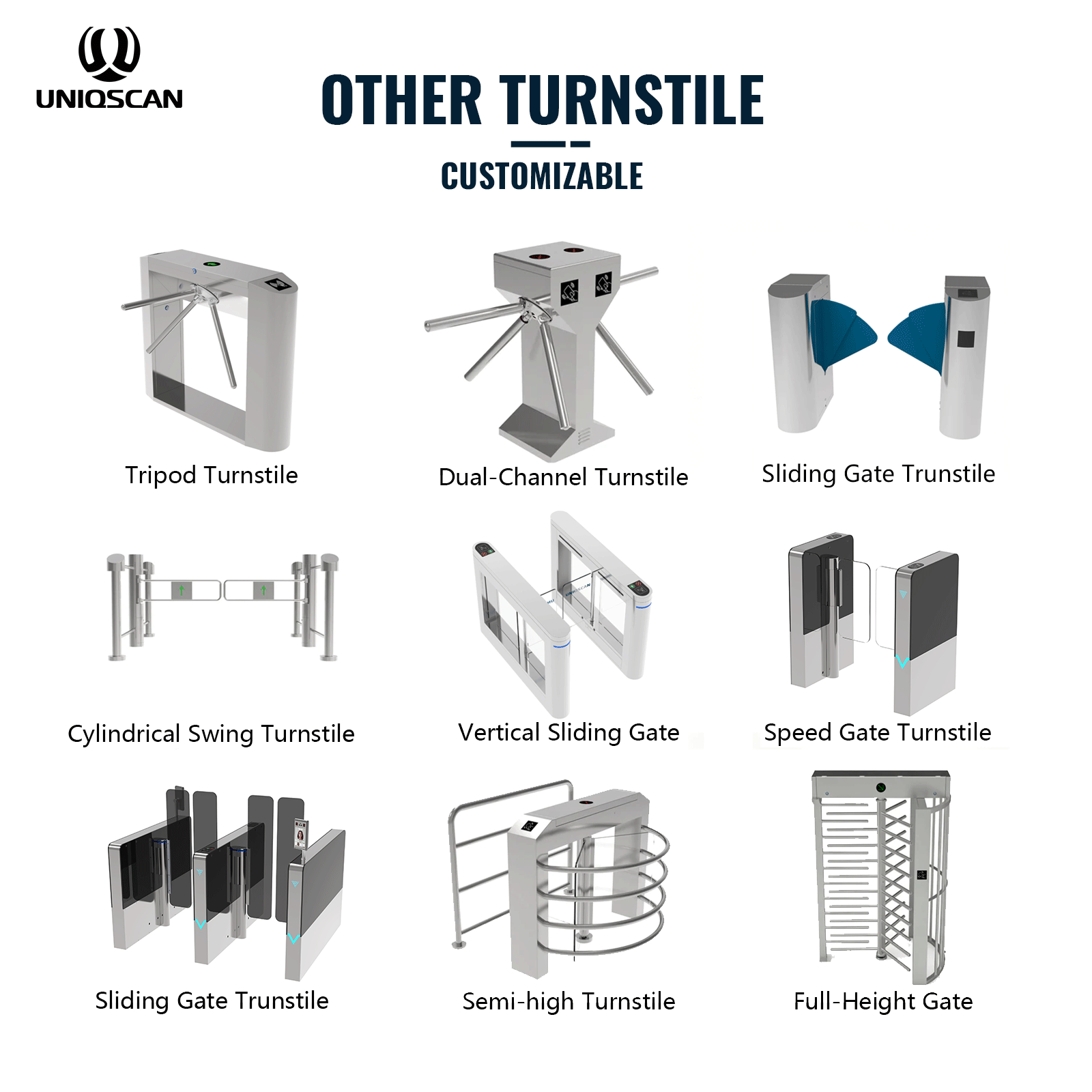 UNIQSCAN Biometric Security Tripod Turnstiles Gate Flap Swing Barrier Turnstile Gate Event Torniquete For Gyms Event Turnstill