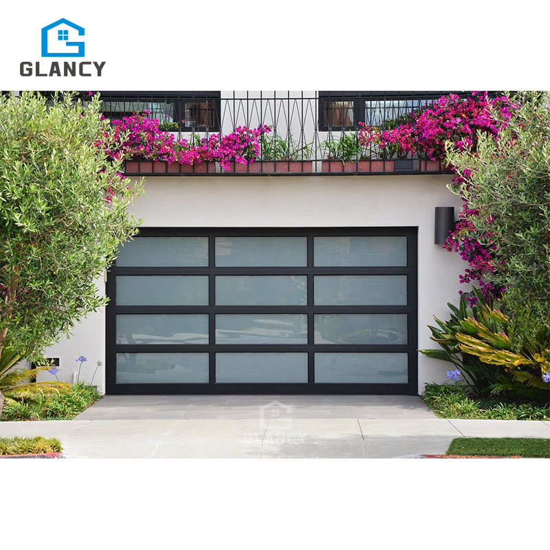 American Home For Full View Automatic Aluminum Glass Alloy Black Heat-Insulation Electric Automatic Garage Doors