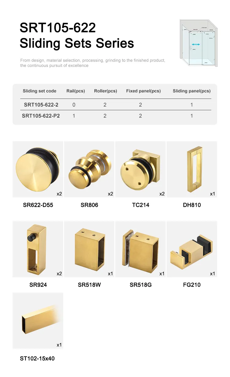 10X40mm European Style Glass Door System Stainless Steel Sliding Door Hardware Set