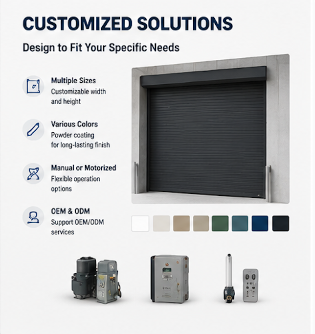 Automatic Electric Aluminum Alloy Rolling Shutter Door Windproof Anti-theft Insulated Roll up Garage Doors for Commercial Shop