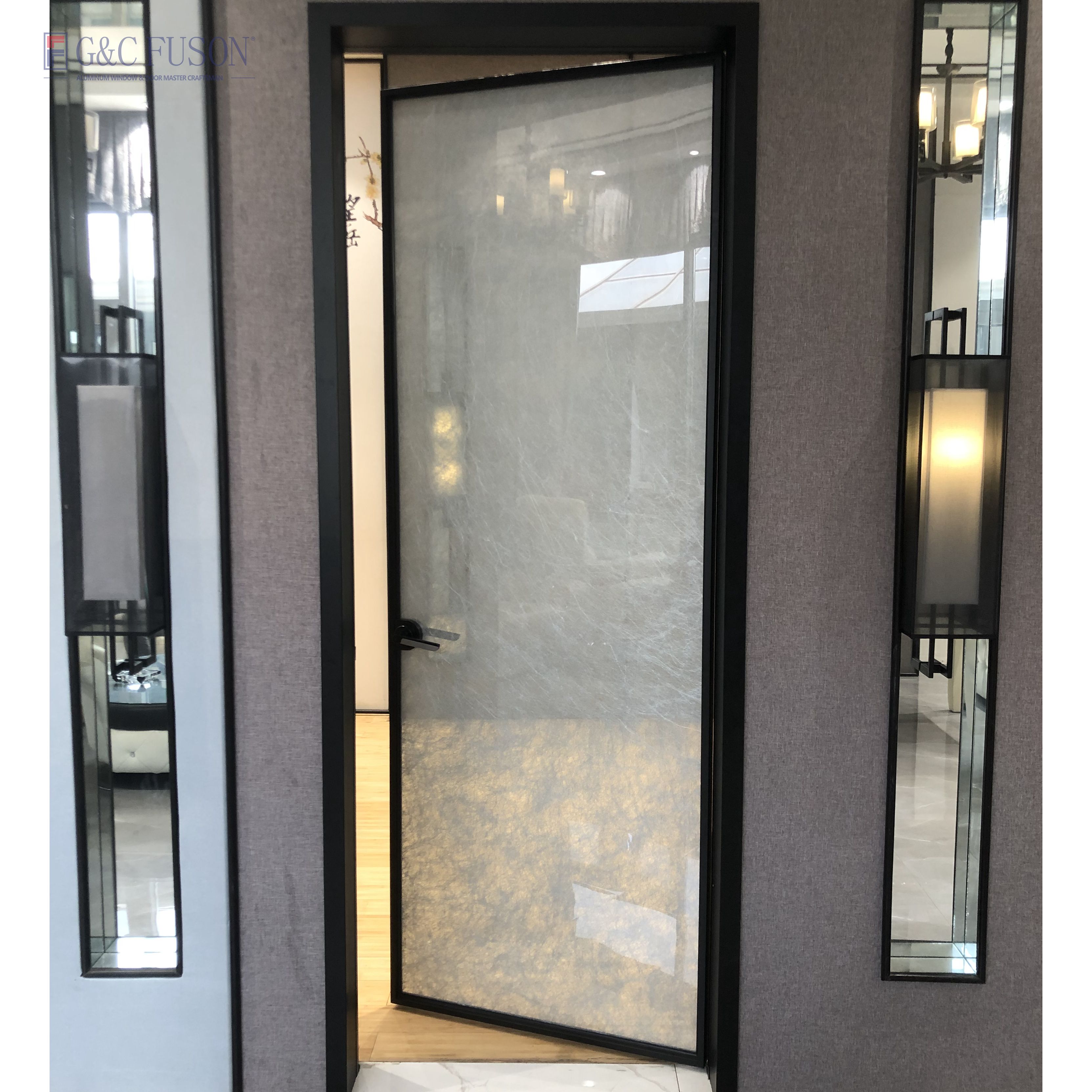 Fuson Factory Supply Discount Price New Design Interior Bathroom Hinged Doors / Aluminium Toilet Casement Door