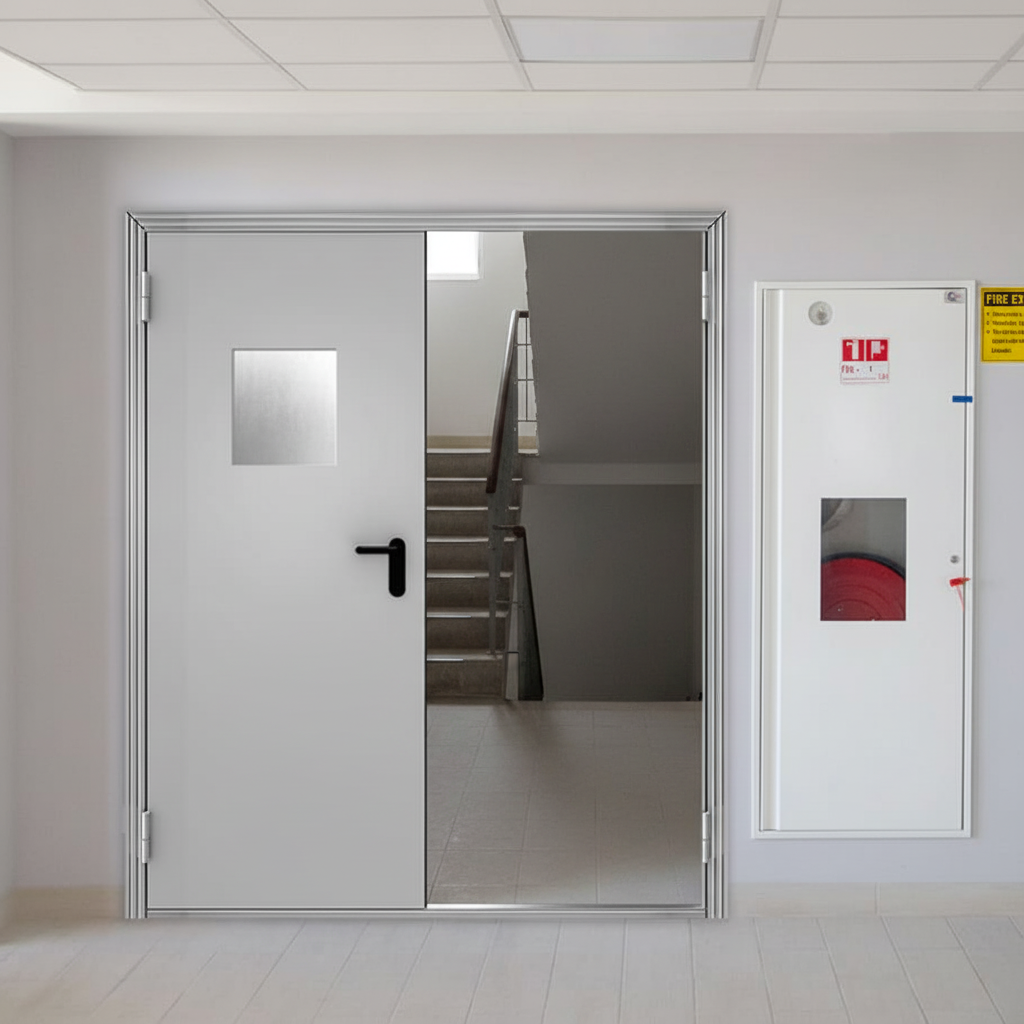 Wholesale Flush Steel Fire Rated Door 180 Minutes Fireproof Commercial Metal Doors for Warehouse StorageRoomStaircase