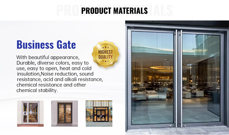 Eehe Storefront Door Modern Heavy Duty Aluminum Energy Efficient Slim Frame Tinted Glass Commercial Door Durable Design