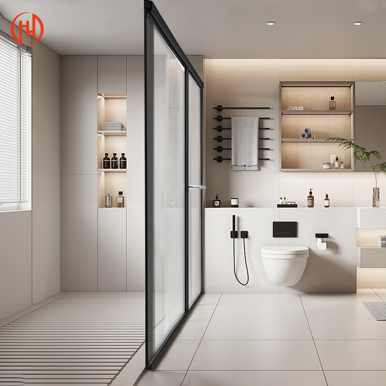 Innovative Single-Track Shower Door for Smart Bathroom Automation with Easy Installation and Maintenance