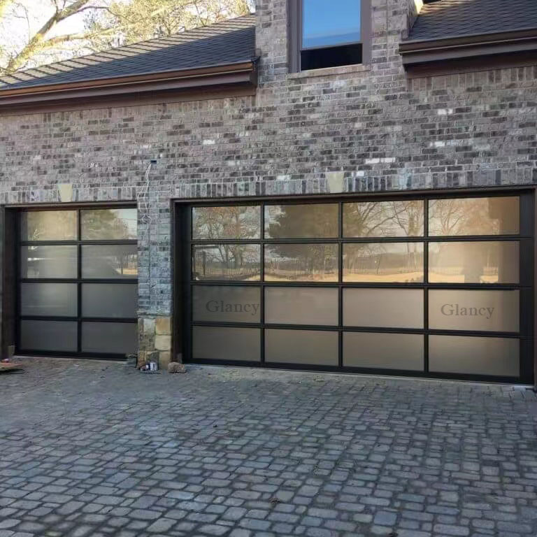 American Home For Full View Automatic Aluminum Glass Alloy Black Heat-Insulation Electric Automatic Garage Doors