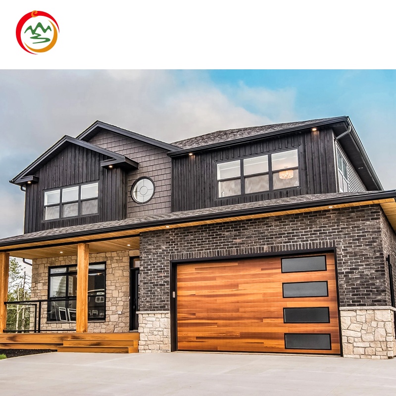 Modern 8x7 Residential Overhead Automatic Sliding Sectional Garage Door Steel Walnut Anti-Theft Including Motor Manufacturer