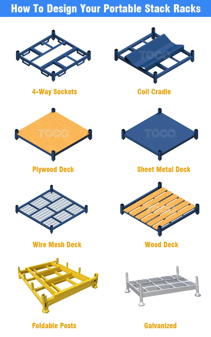 UV Protection Steel Window Door Movable Pallet Stacking System with Wood Deck
