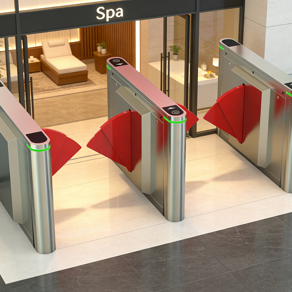 Automatic Swing Turnstile Gate Facial Recognition Security Speed Flap Barrier for Warehouse Hotel Park Industrial Use