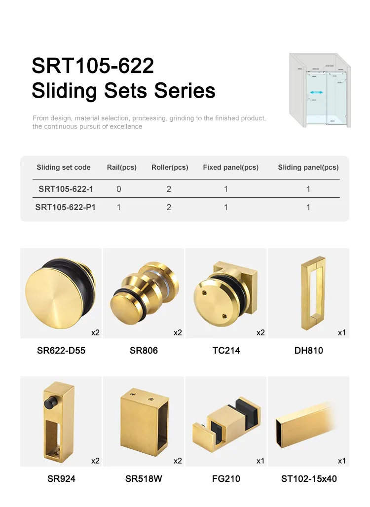 10X40mm European Style Glass Door System Stainless Steel Sliding Door Hardware Set