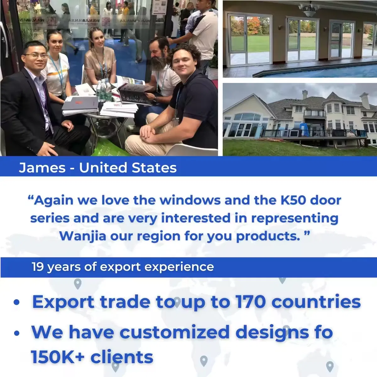 Wanjia Customized Stainless Steel Pivot Security Front Aluminum Main Entrance Metal Doors