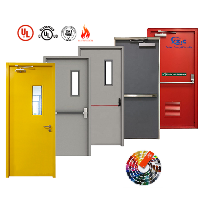UL Certified Fire Rated Steel Door Building Exit Steel Door Fireproof Safety Steel Door for Hospital School Project