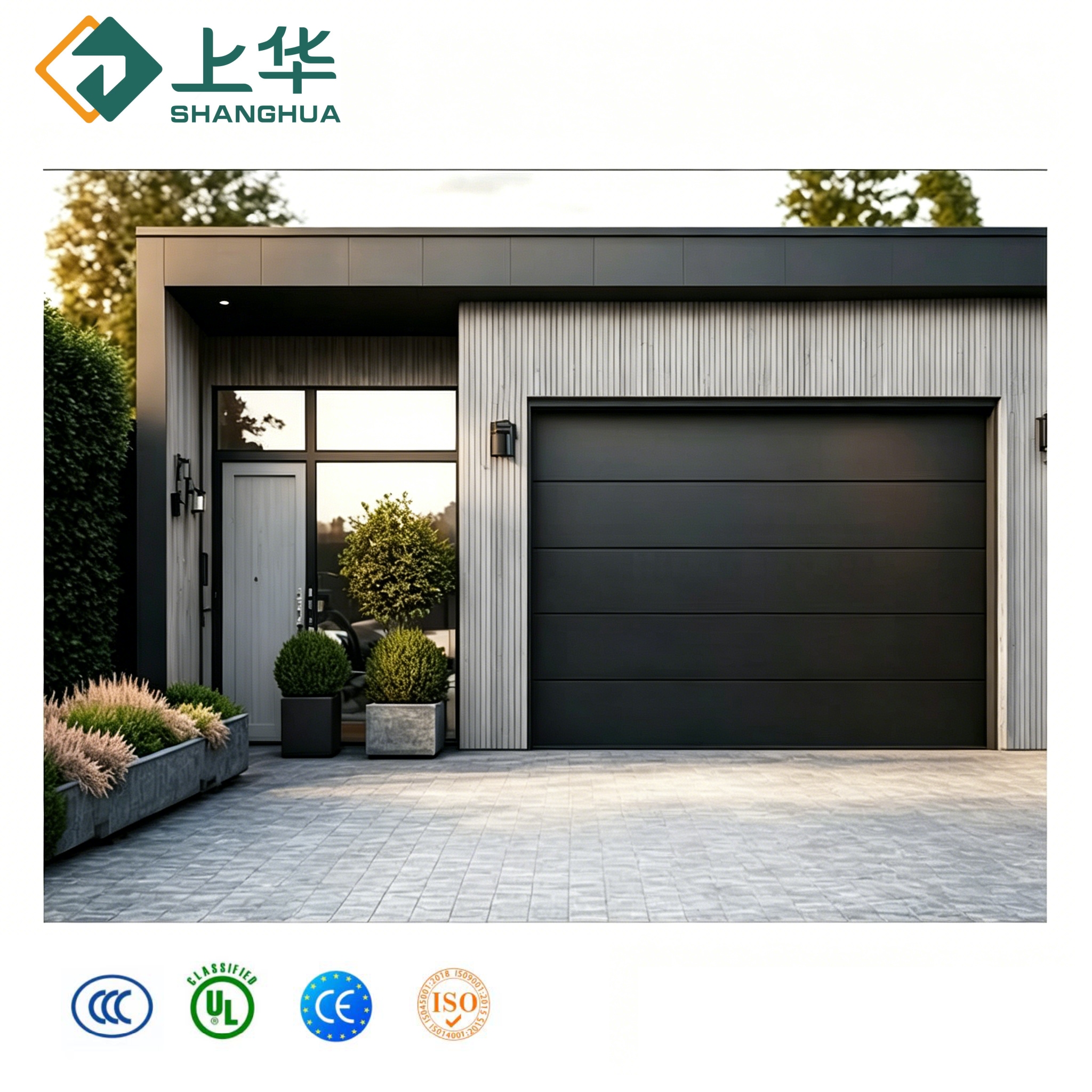European Style Low-priced Customized High-quality Commercial Residential Hanging Segmented Sliding Garage Door